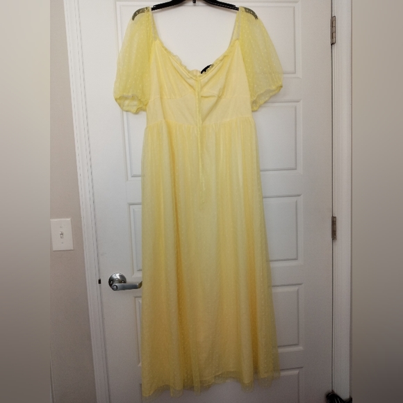 Vintage Dresses & Skirts - New yellow polka dot sheer statement sleeve dress plus size 1X